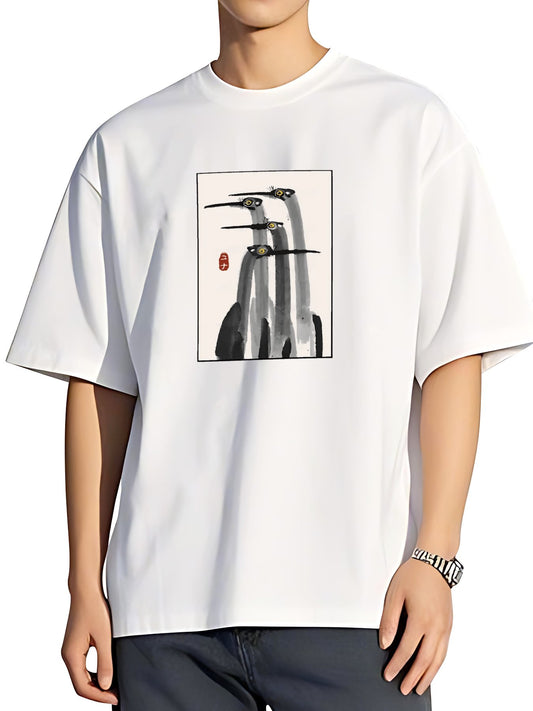 T-shirt Tokyo-tiger-japanese-crane-poster-washed-t-shirt