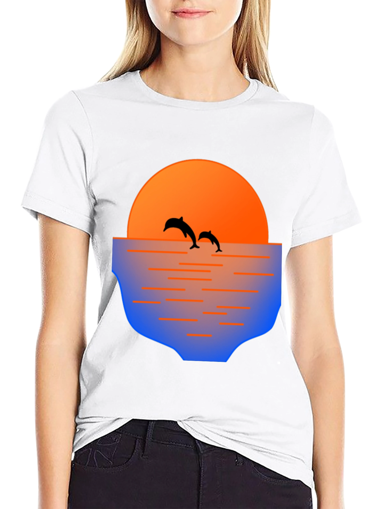 Dolphin Sunset Graphic Tee - Mens Black T-Shirt