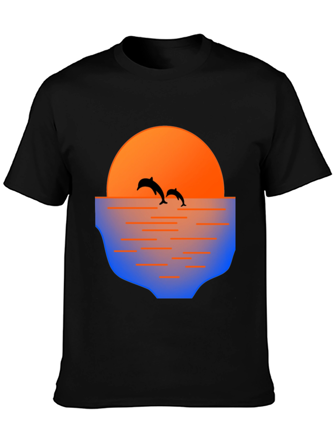Dolphin Sunset Graphic Tee - Mens Black T-Shirt