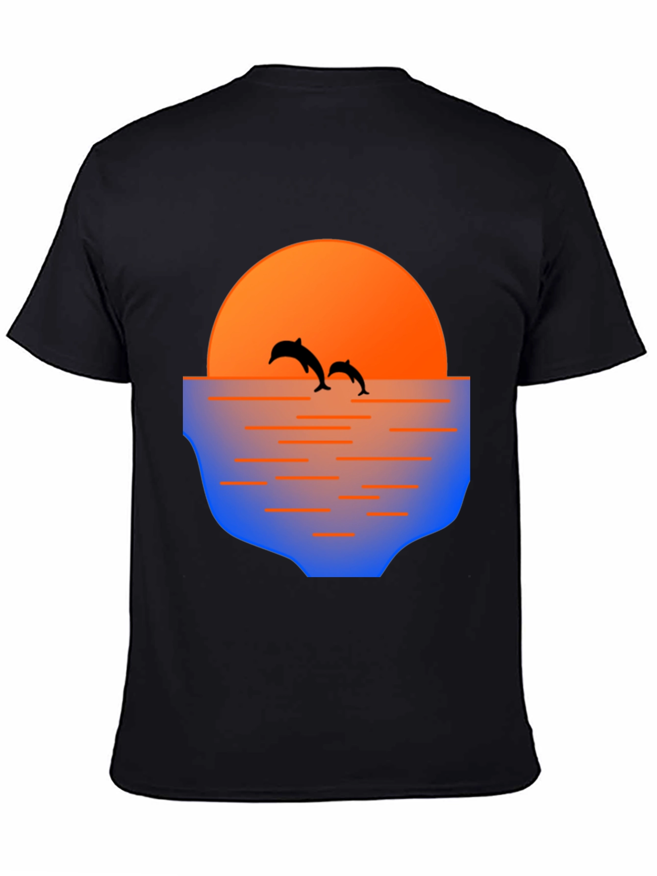 Dolphin Sunset Graphic Tee - Mens Black T-Shirt