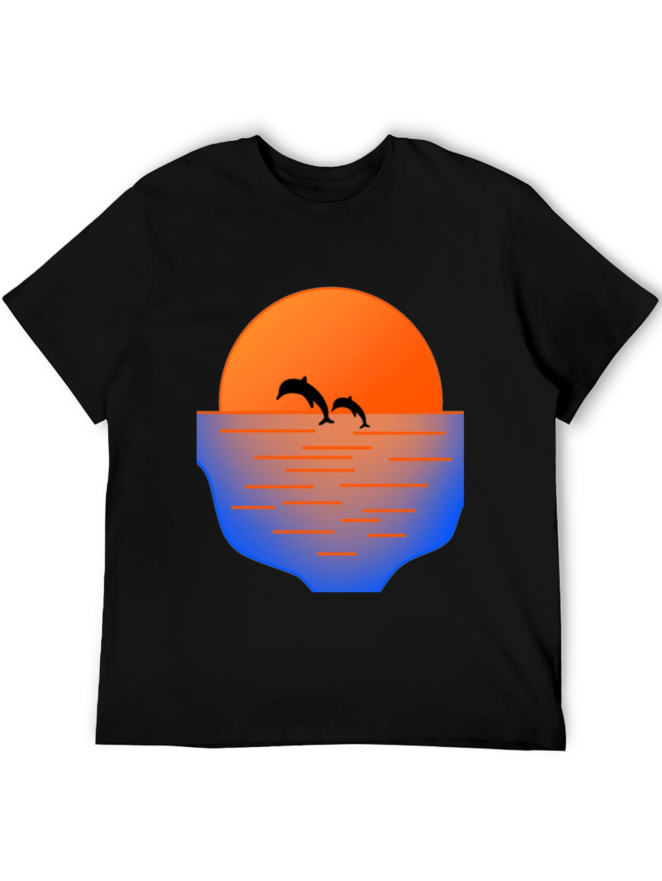 Dolphin Sunset Graphic Tee - Mens Black T-Shirt