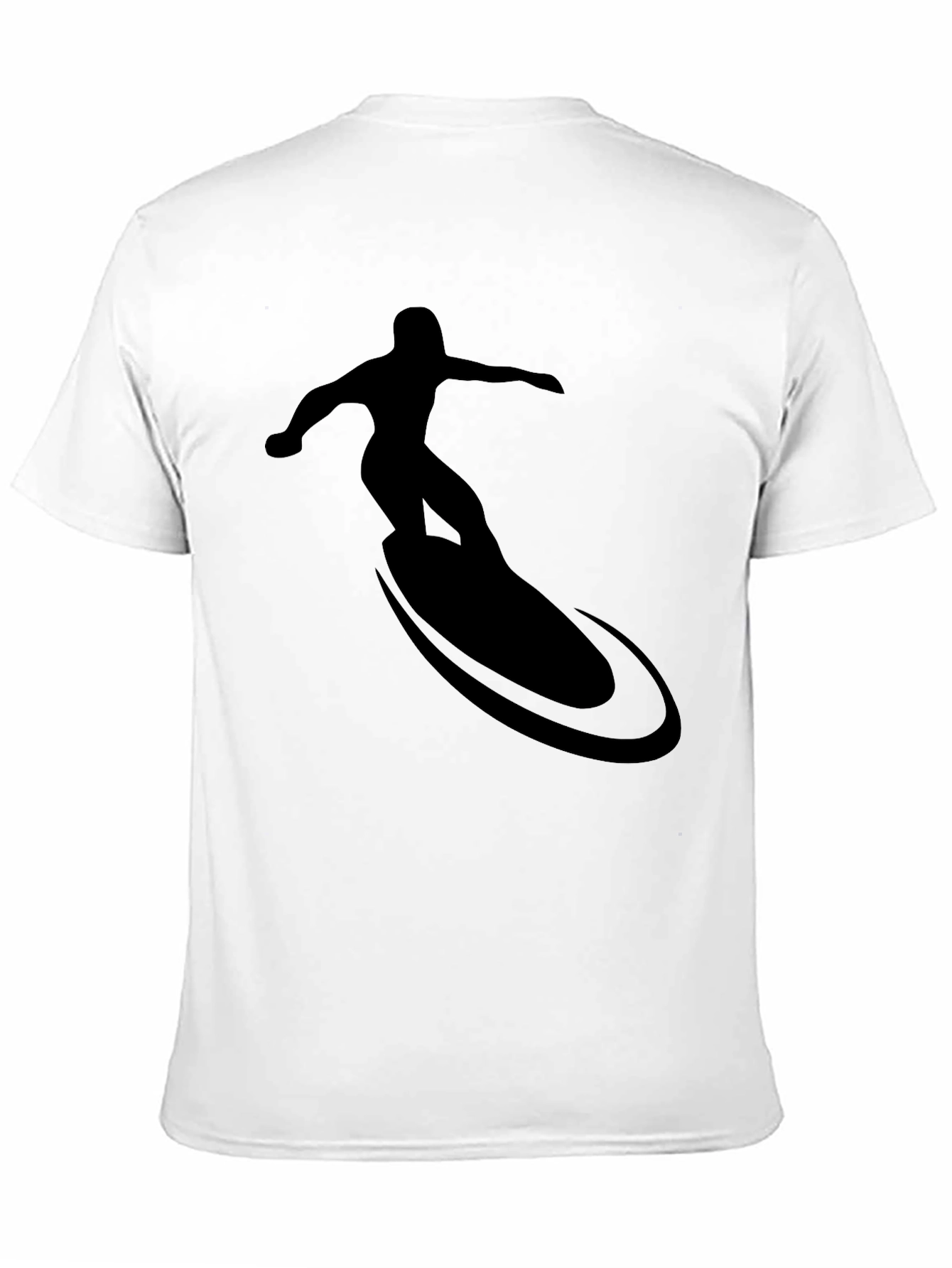 Cool Surfer Silhouette Graphic Tee - Black
