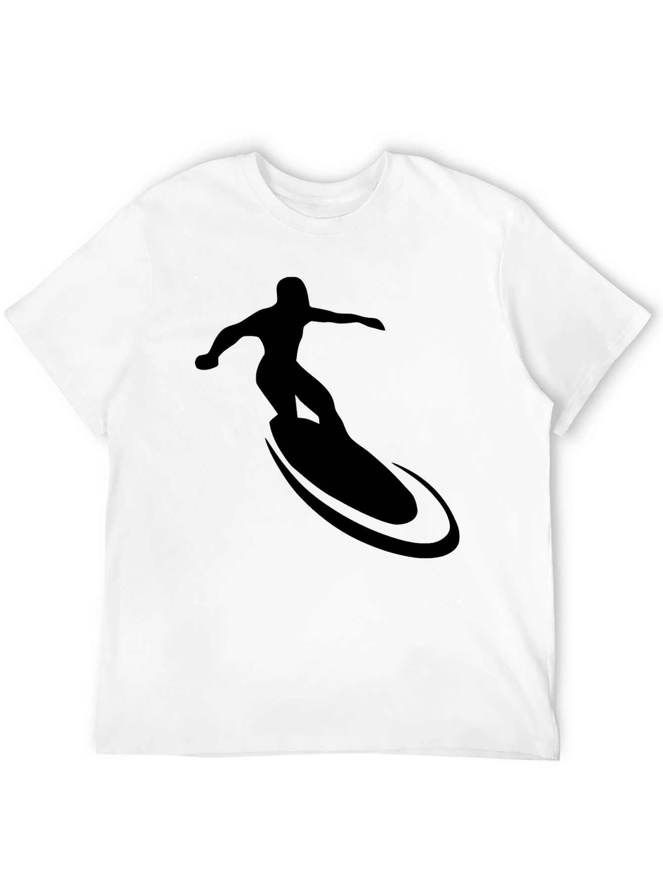 Cool Surfer Silhouette Graphic Tee - Black