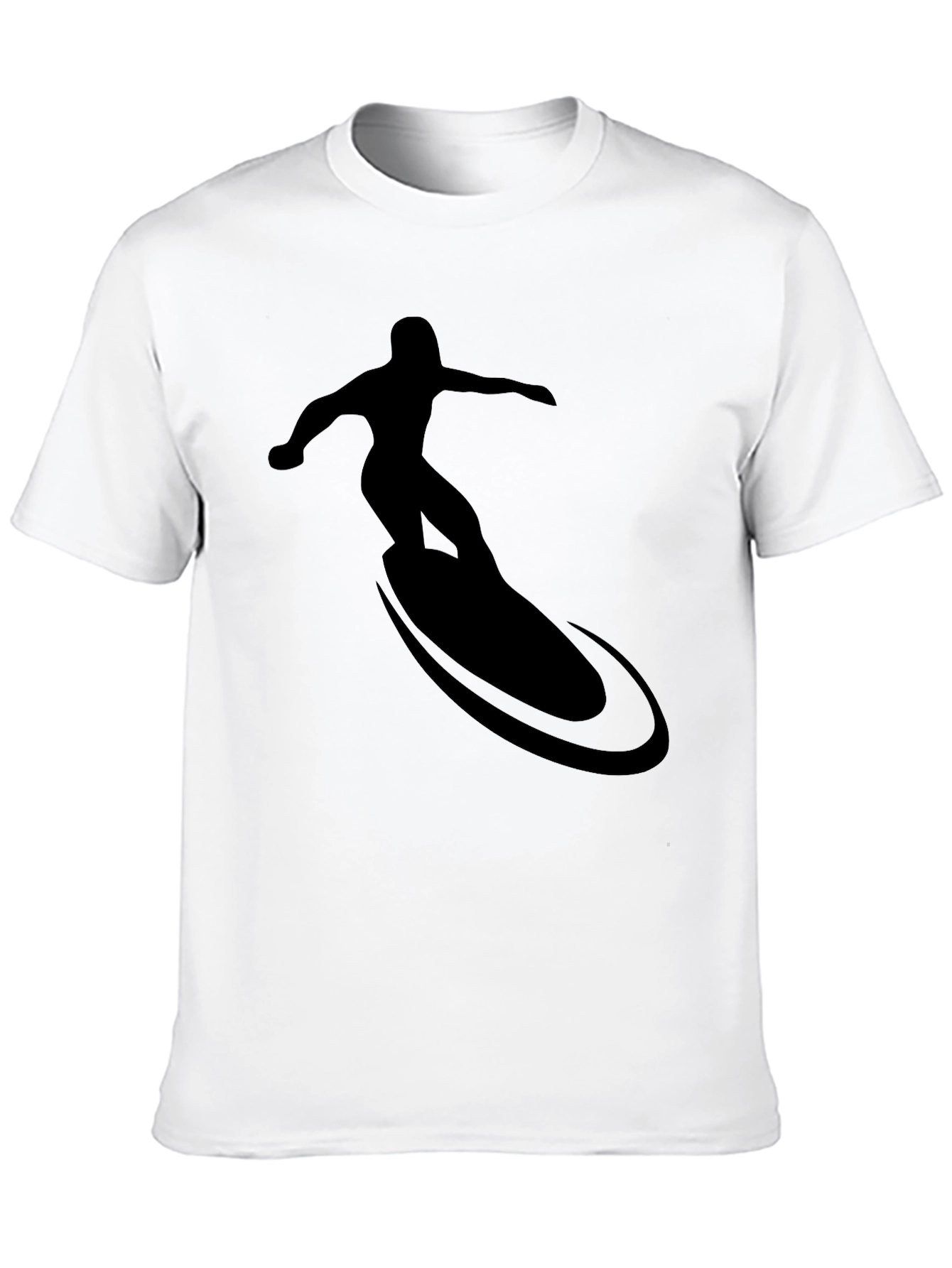 Cool Surfer Silhouette Graphic Tee - Black