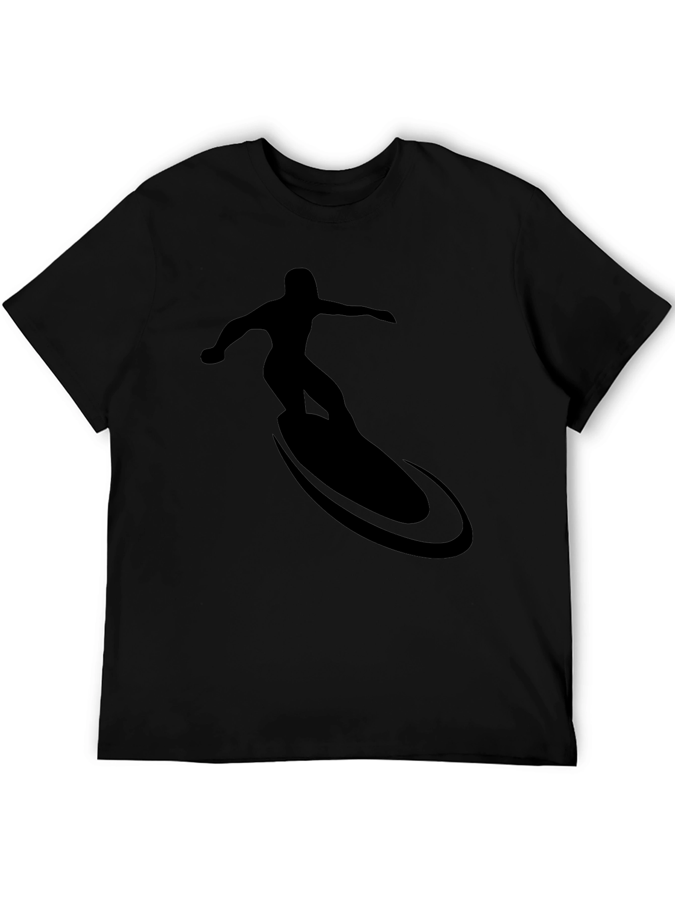 Cool Surfer Silhouette Graphic Tee - Black