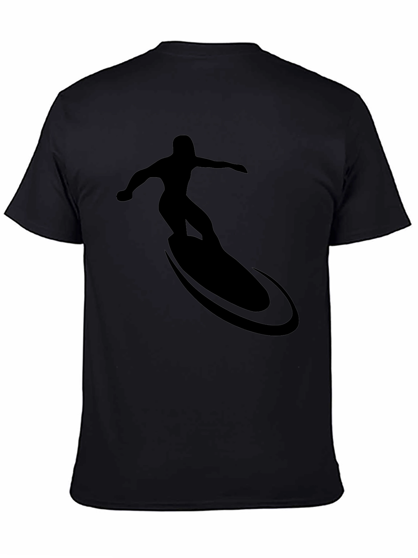 Cool Surfer Silhouette Graphic Tee - Black