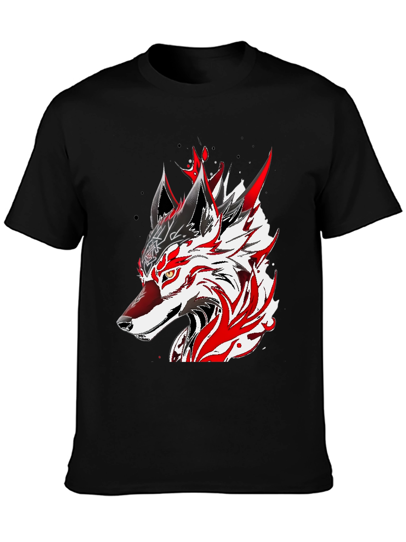 Wolf Graphic Black T-Shirt - Bold Anime Design