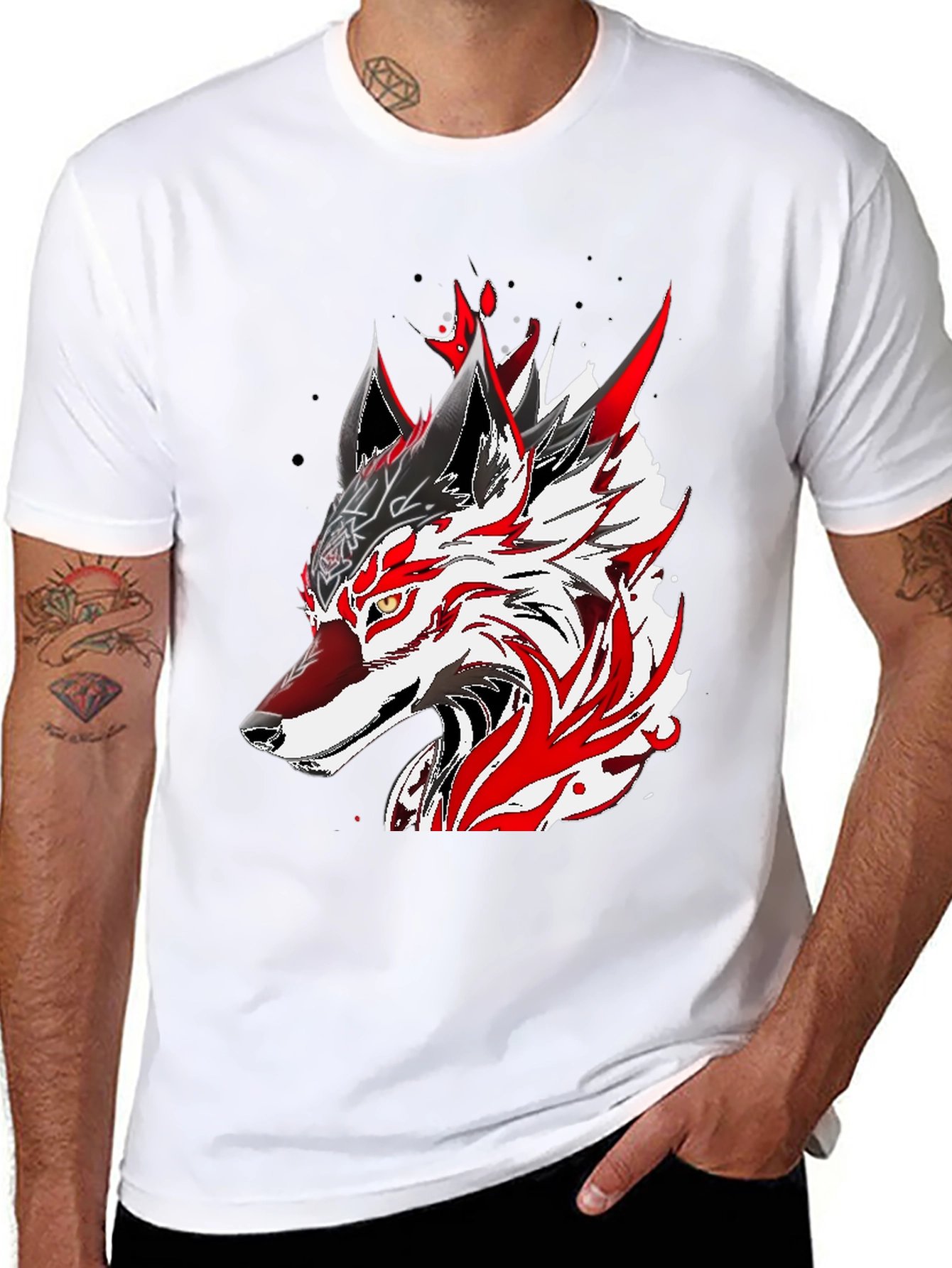 Wolf Graphic Black T-Shirt - Bold Anime Design