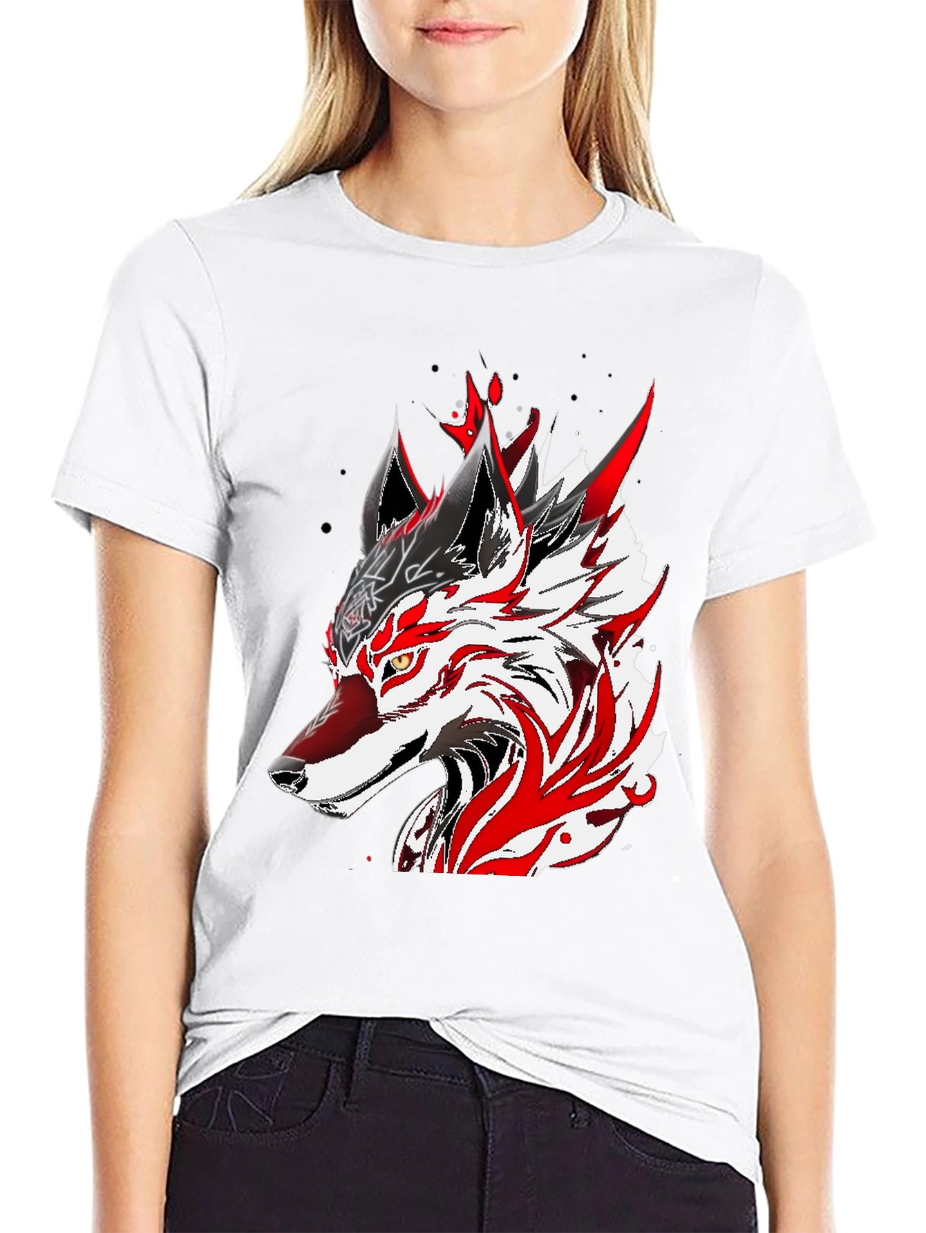 Wolf Graphic Black T-Shirt - Bold Anime Design