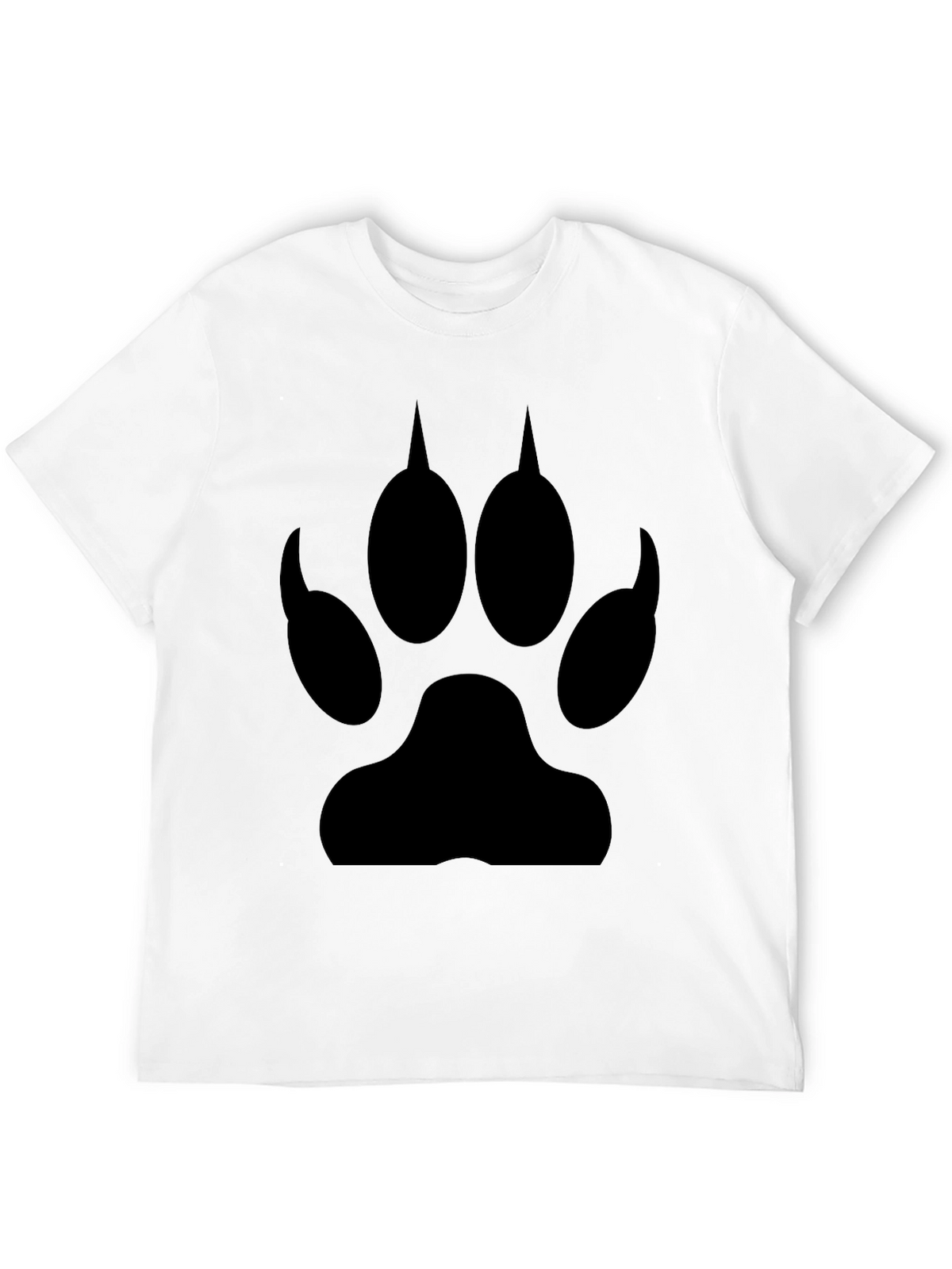 Black T-Shirt with Wolf Paw Print Design