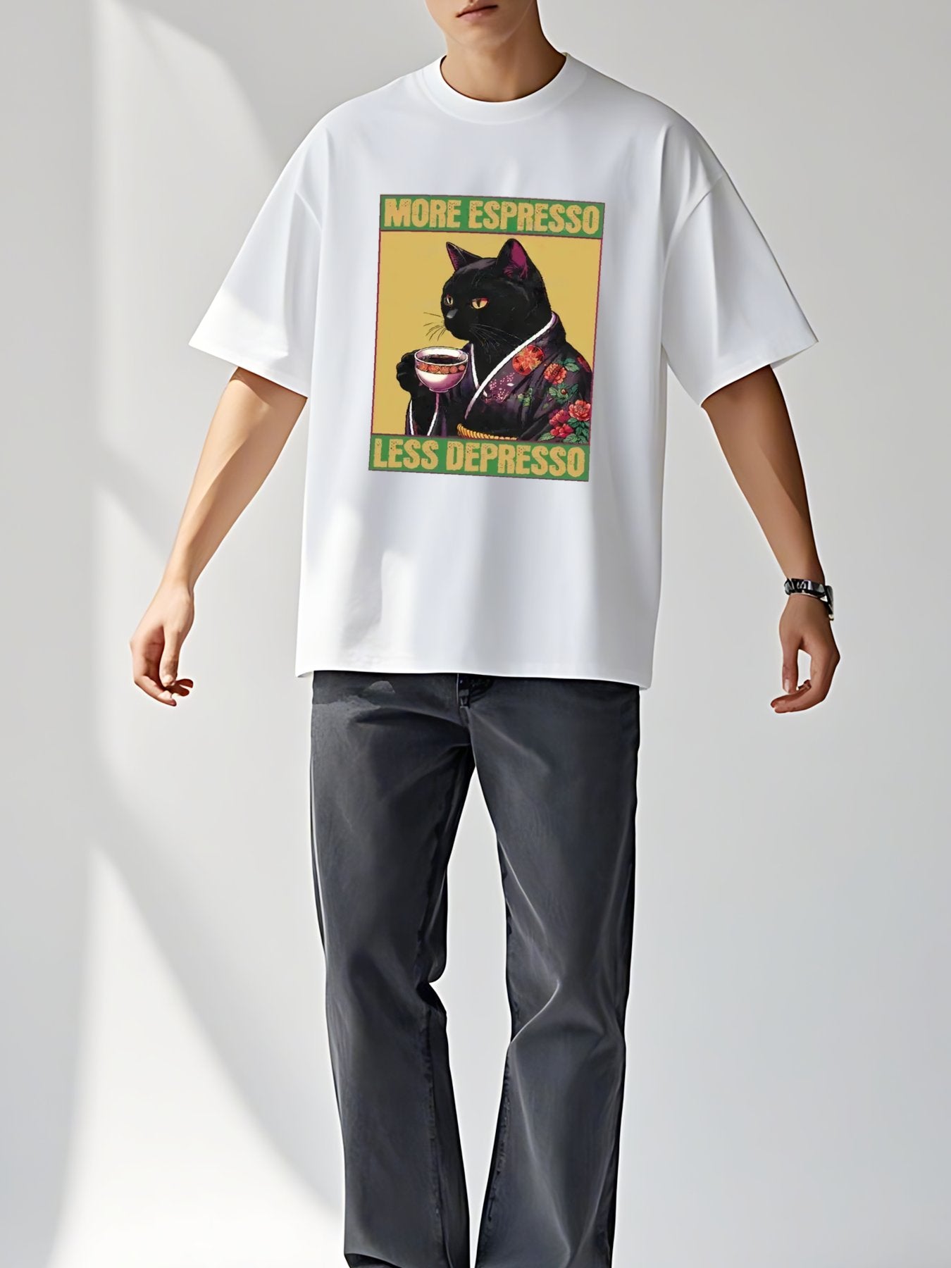 T-shirt Tokyo-tiger-up-caffeine-down-depression-washed-t-shirt