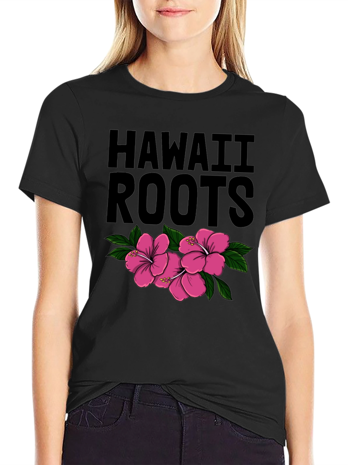 Hawaii Roots Hibiscus Flower Graphic T-Shirt