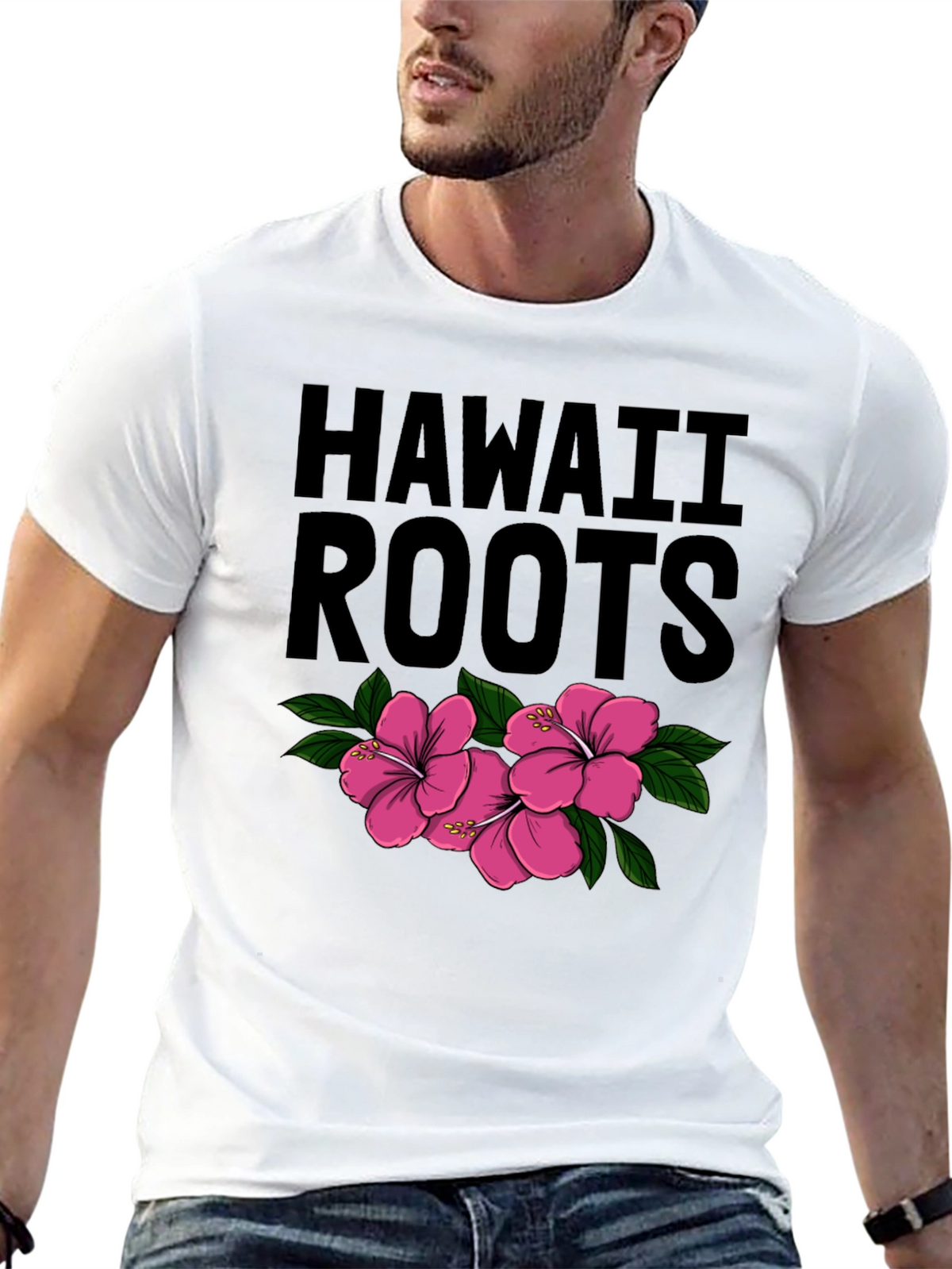 Hawaii Roots Hibiscus Flower Graphic T-Shirt