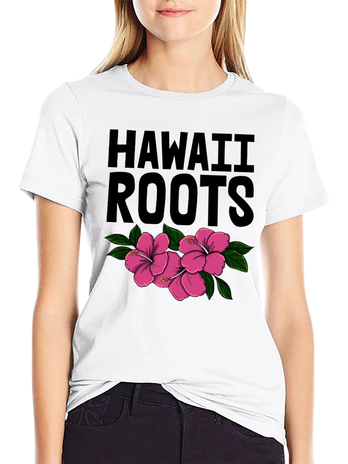 Hawaii Roots Hibiscus Flower Graphic T-Shirt