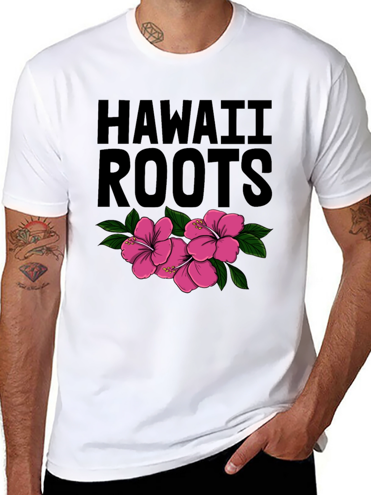 Hawaii Roots Hibiscus Flower Graphic T-Shirt