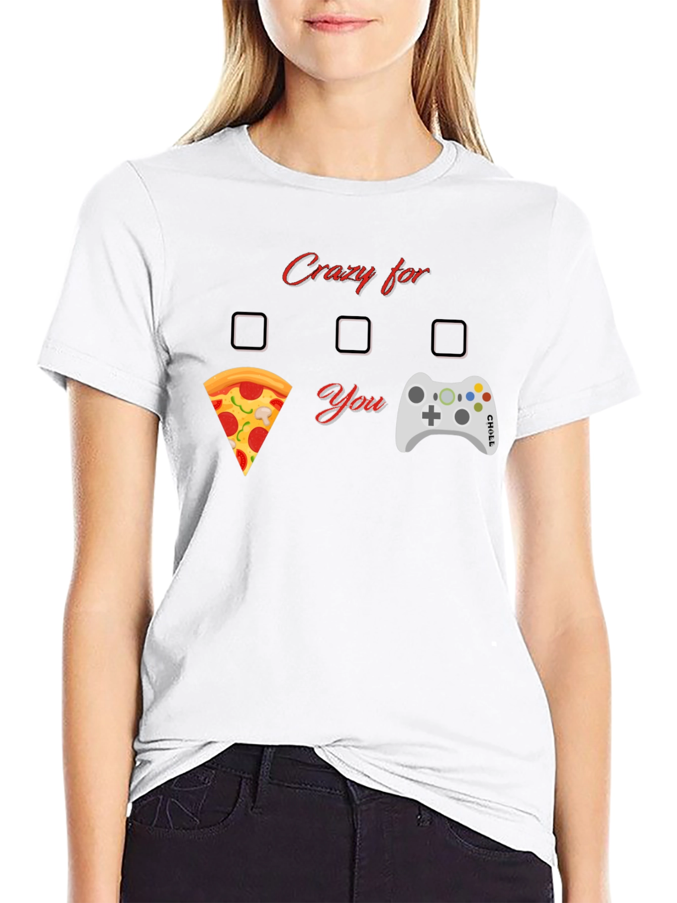 Crazy for Pizza and Gaming T-Shirt
