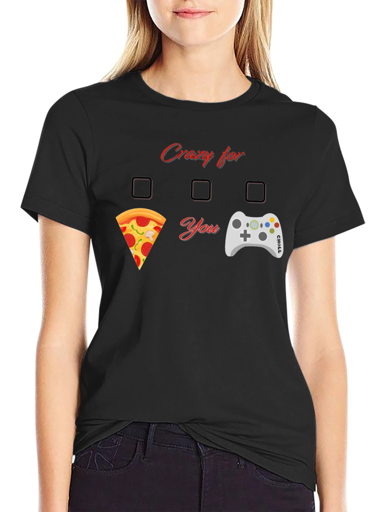 Crazy for Pizza and Gaming T-Shirt