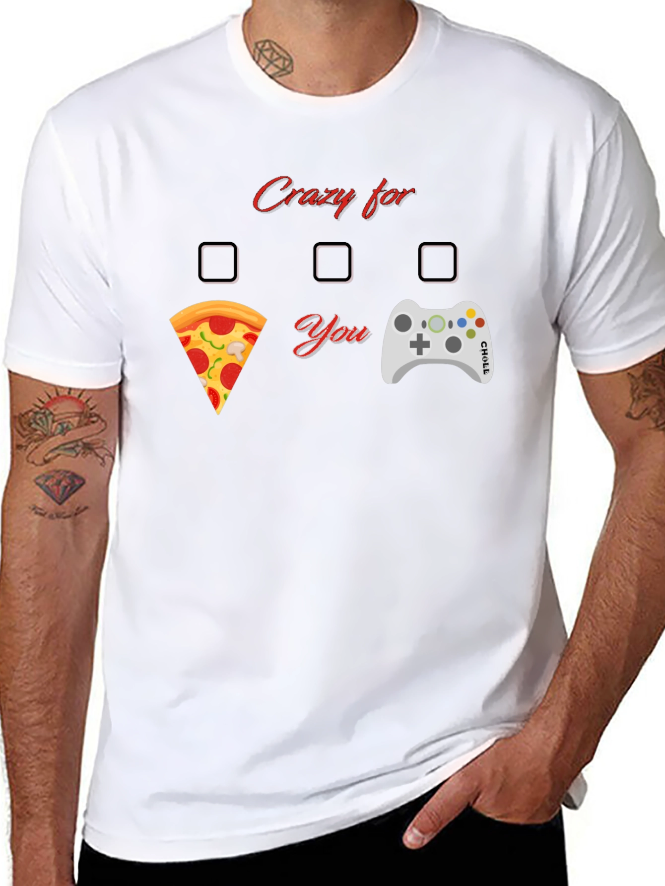 Crazy for Pizza and Gaming T-Shirt