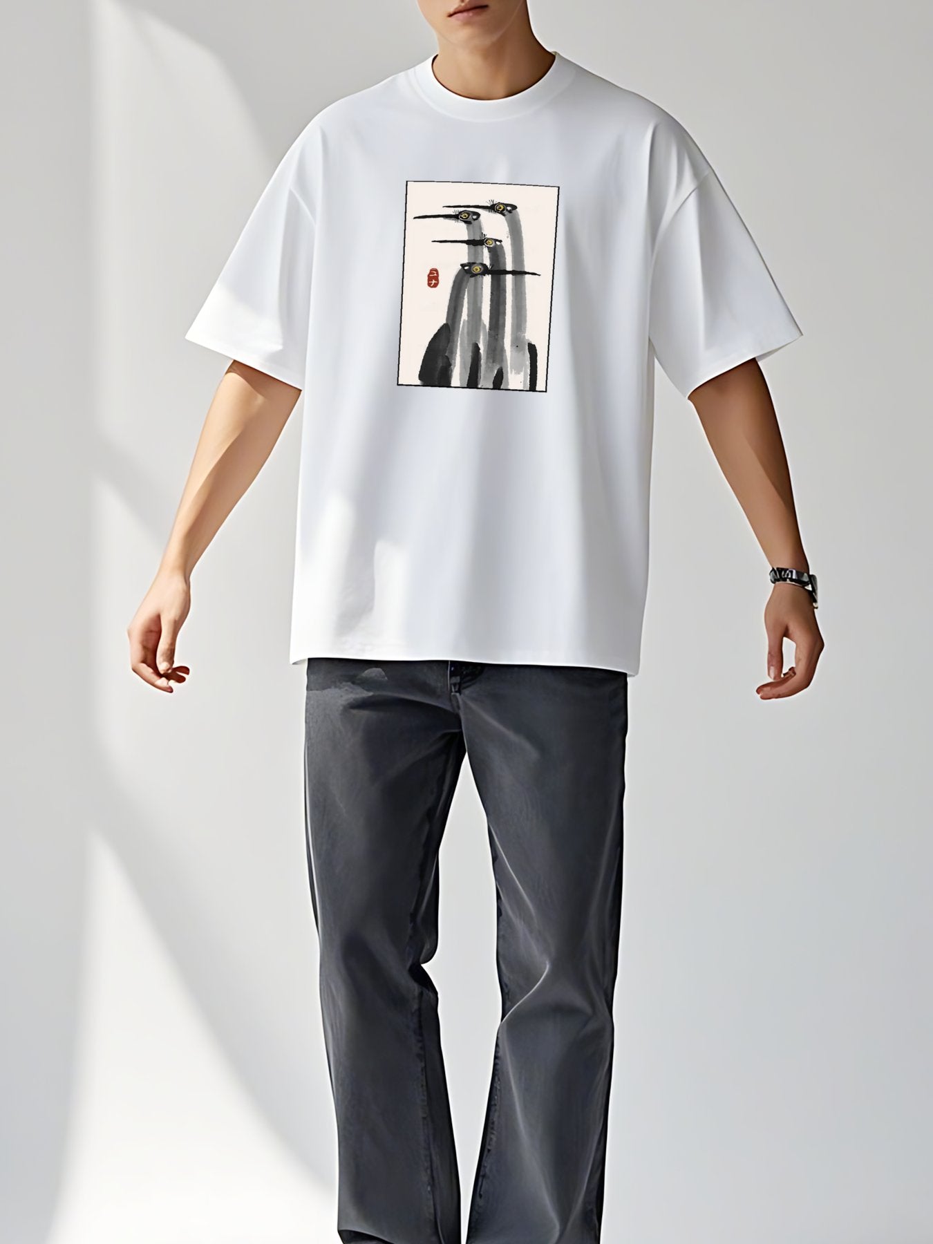 T-shirt Tokyo-tiger-japanese-crane-poster-washed-t-shirt