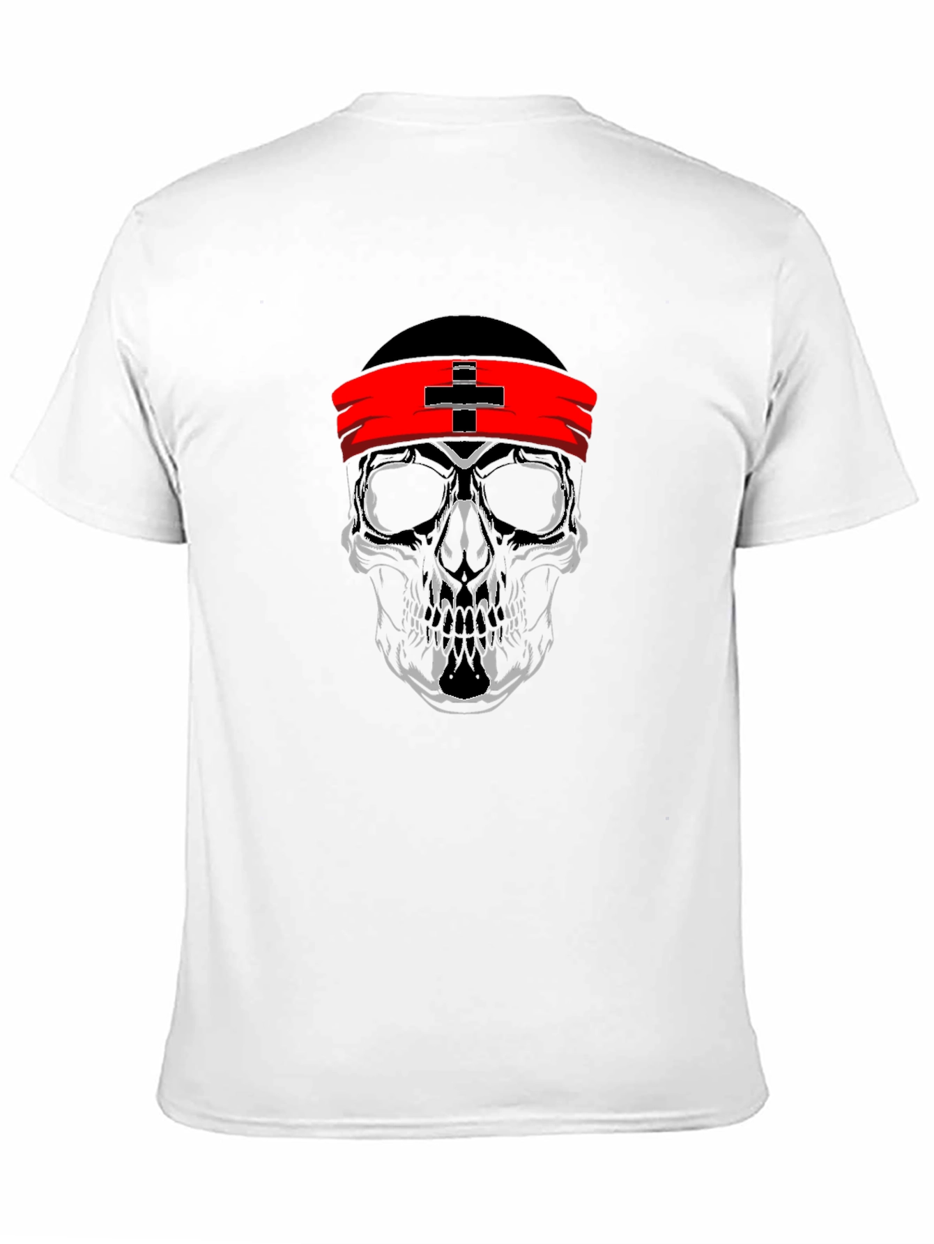 Skull Graphic T-Shirt with Red Headband