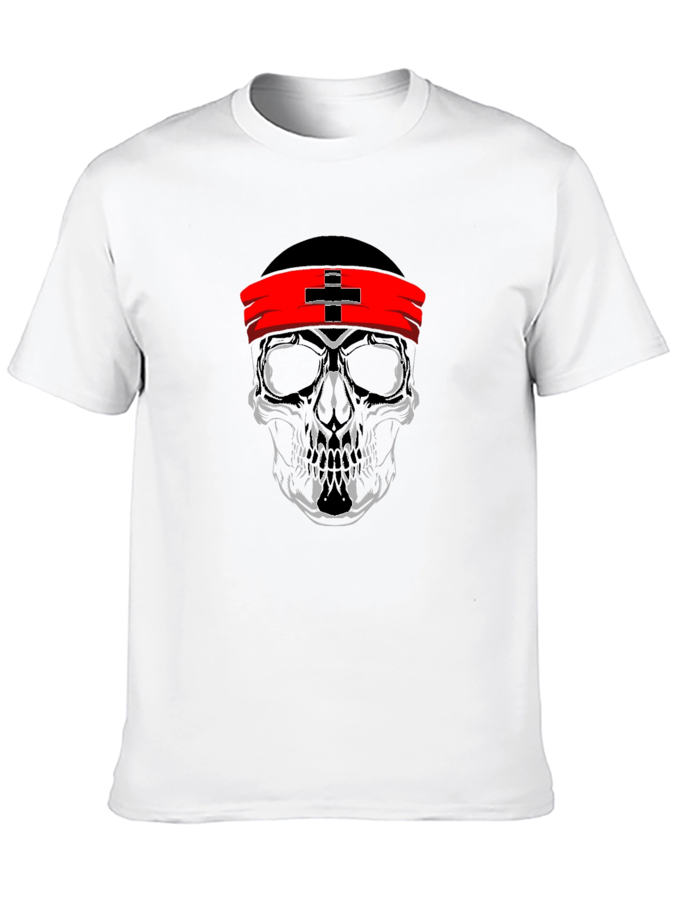 Skull Graphic T-Shirt with Red Headband