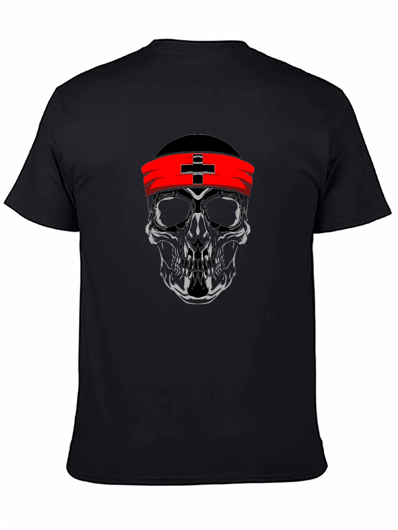 Skull Graphic T-Shirt with Red Headband