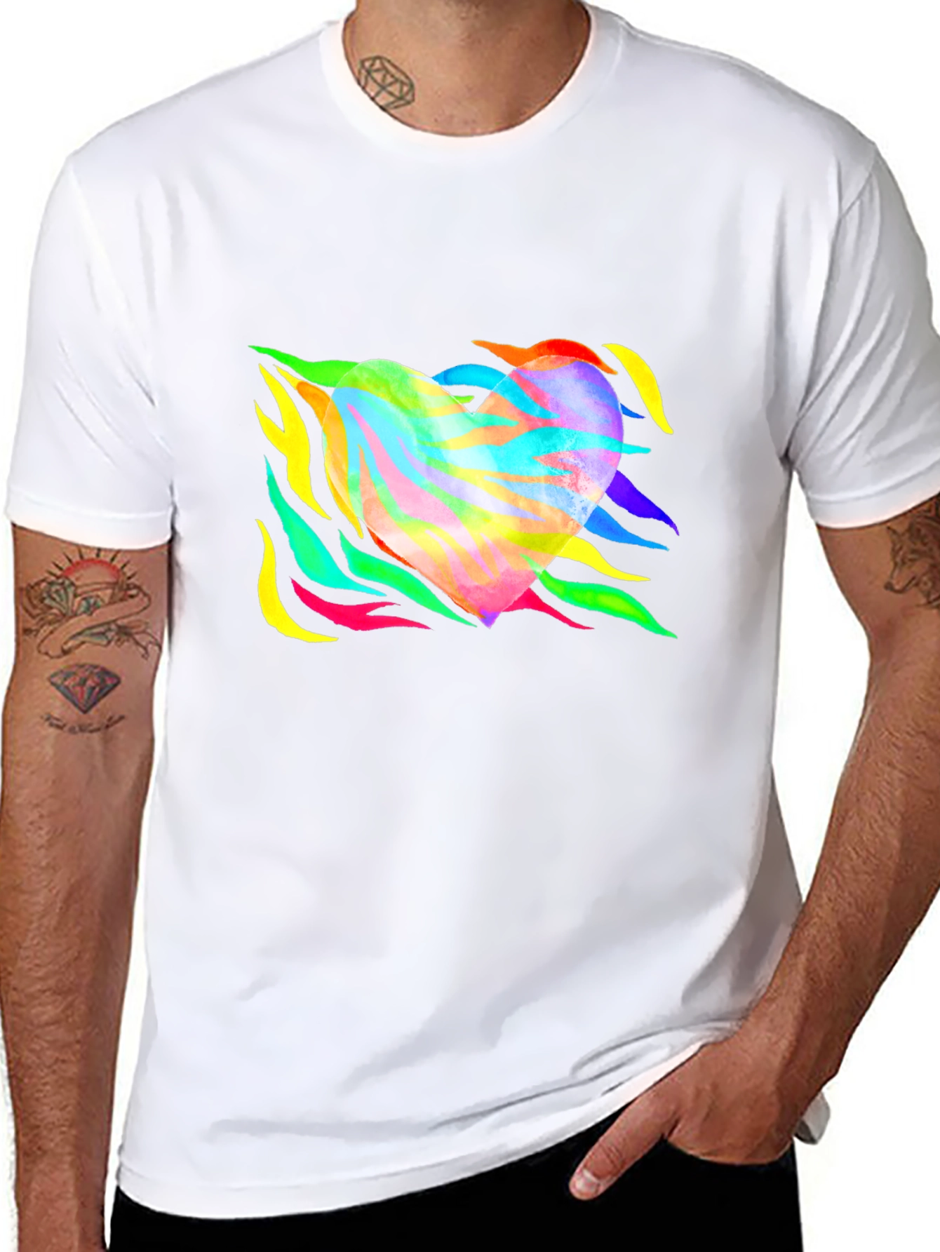 Rainbow Zebra Heart Graphic Tee
