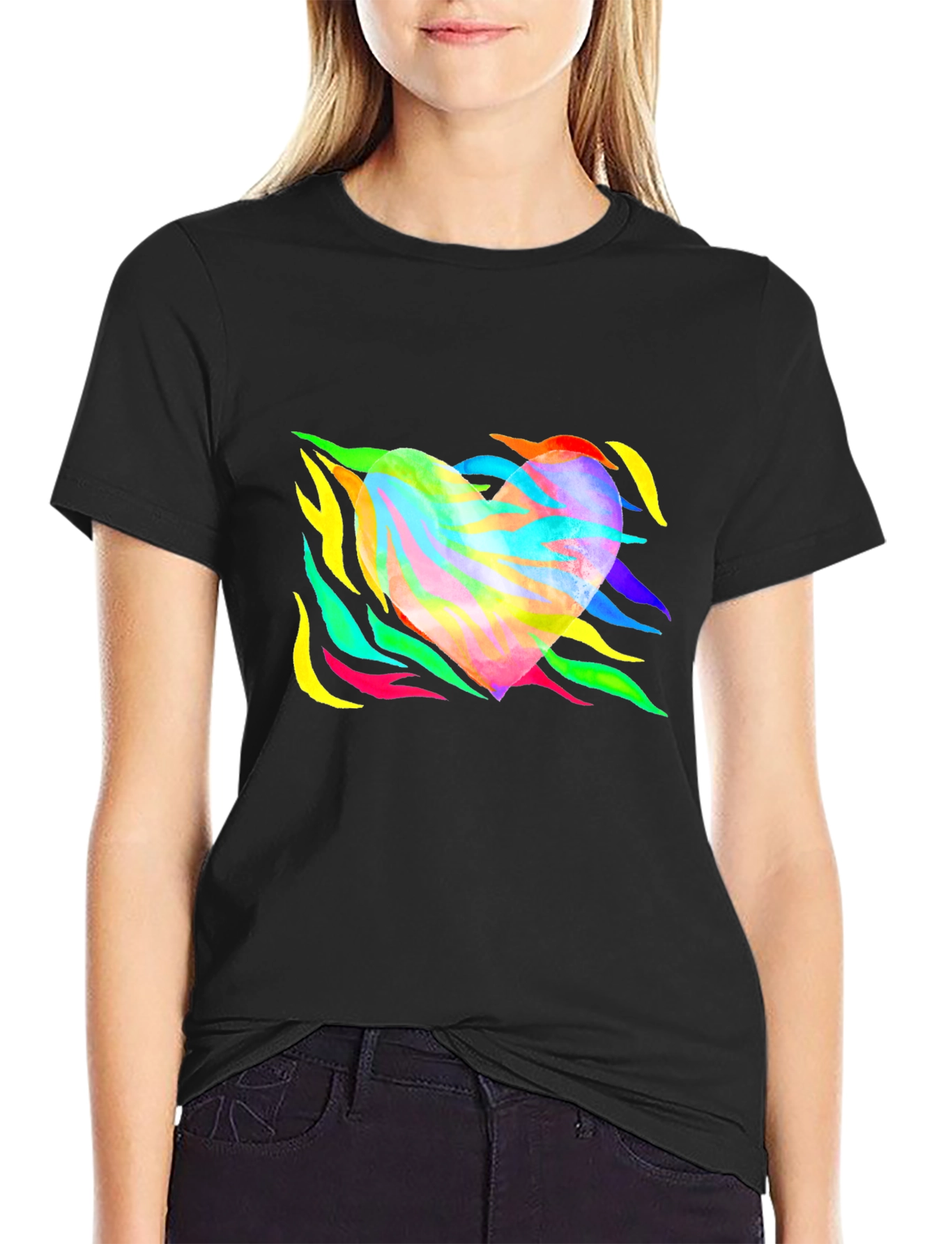 Rainbow Zebra Heart Graphic Tee