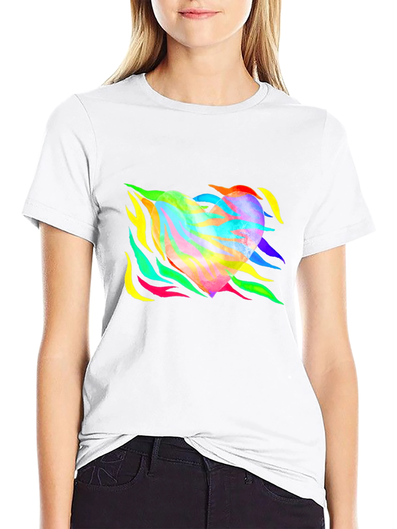 Rainbow Zebra Heart Graphic Tee