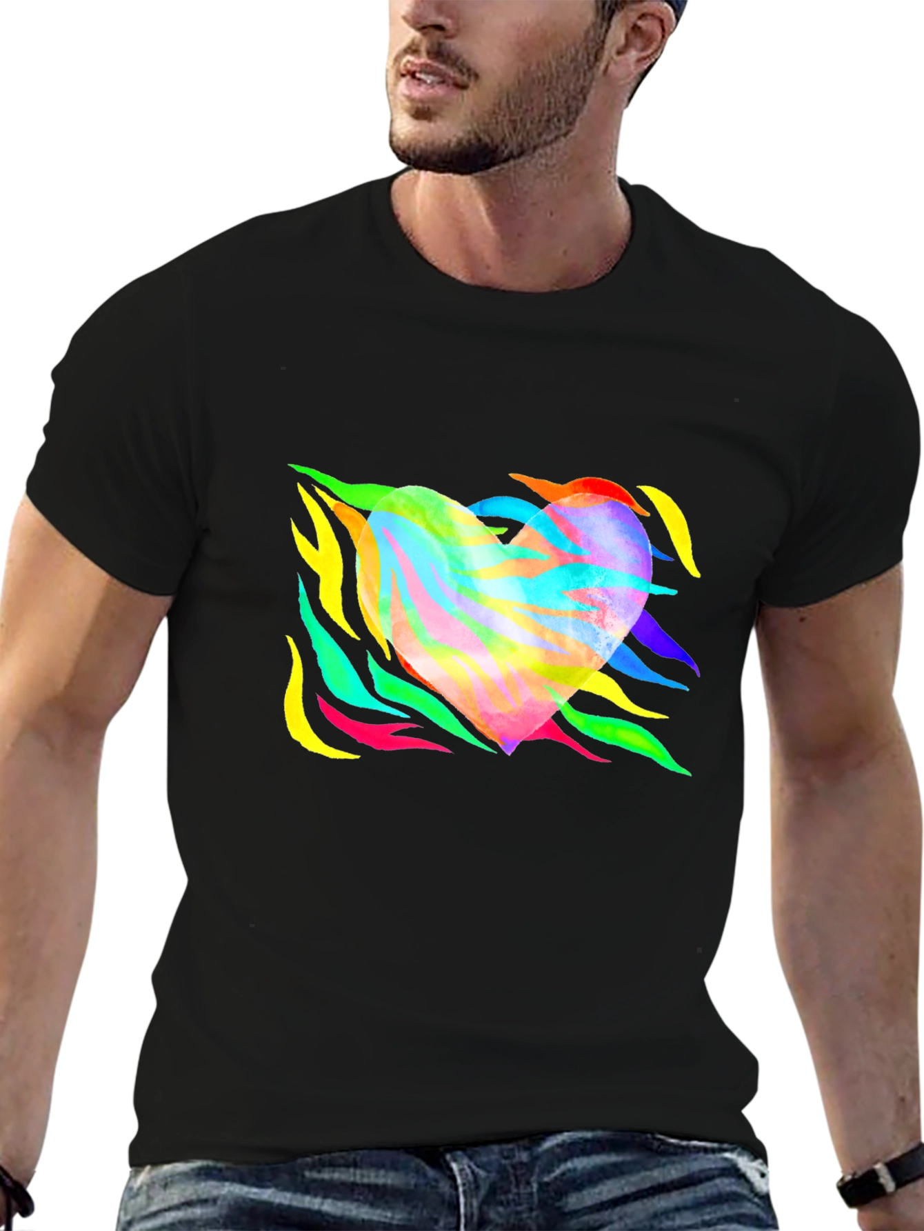 Rainbow Zebra Heart Graphic Tee