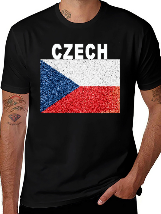Czech Republic Flag T-Shirt - Black Crew Neck Tee