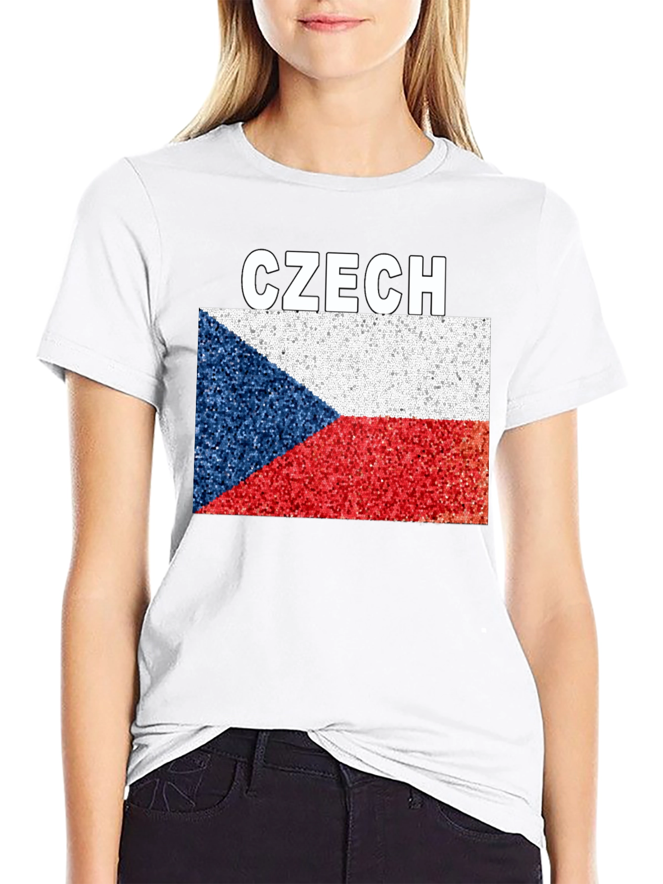 Czech Republic Flag T-Shirt - Black Crew Neck Tee
