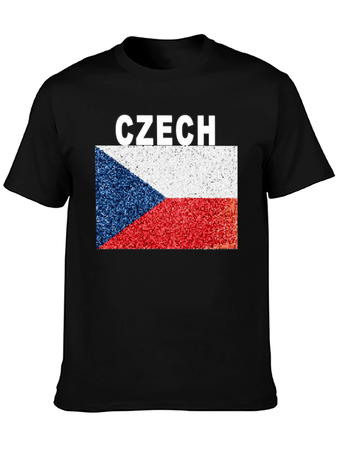 Czech Republic Flag T-Shirt - Black Crew Neck Tee