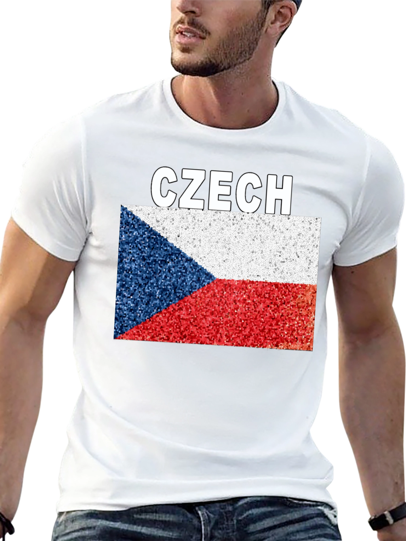 Czech Republic Flag T-Shirt - Black Crew Neck Tee
