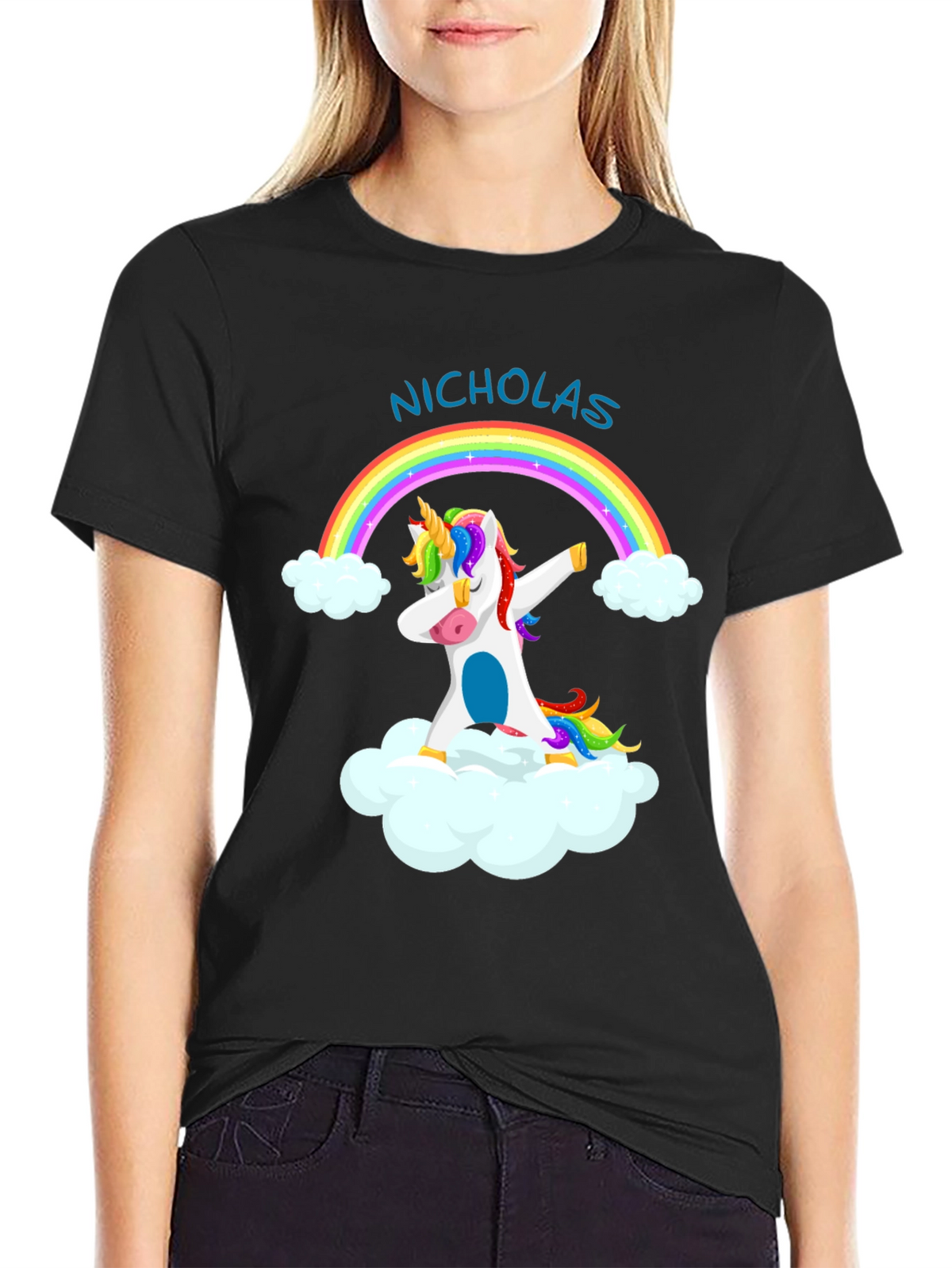 Nicholas Unicorn Dab Rainbow T-Shirt