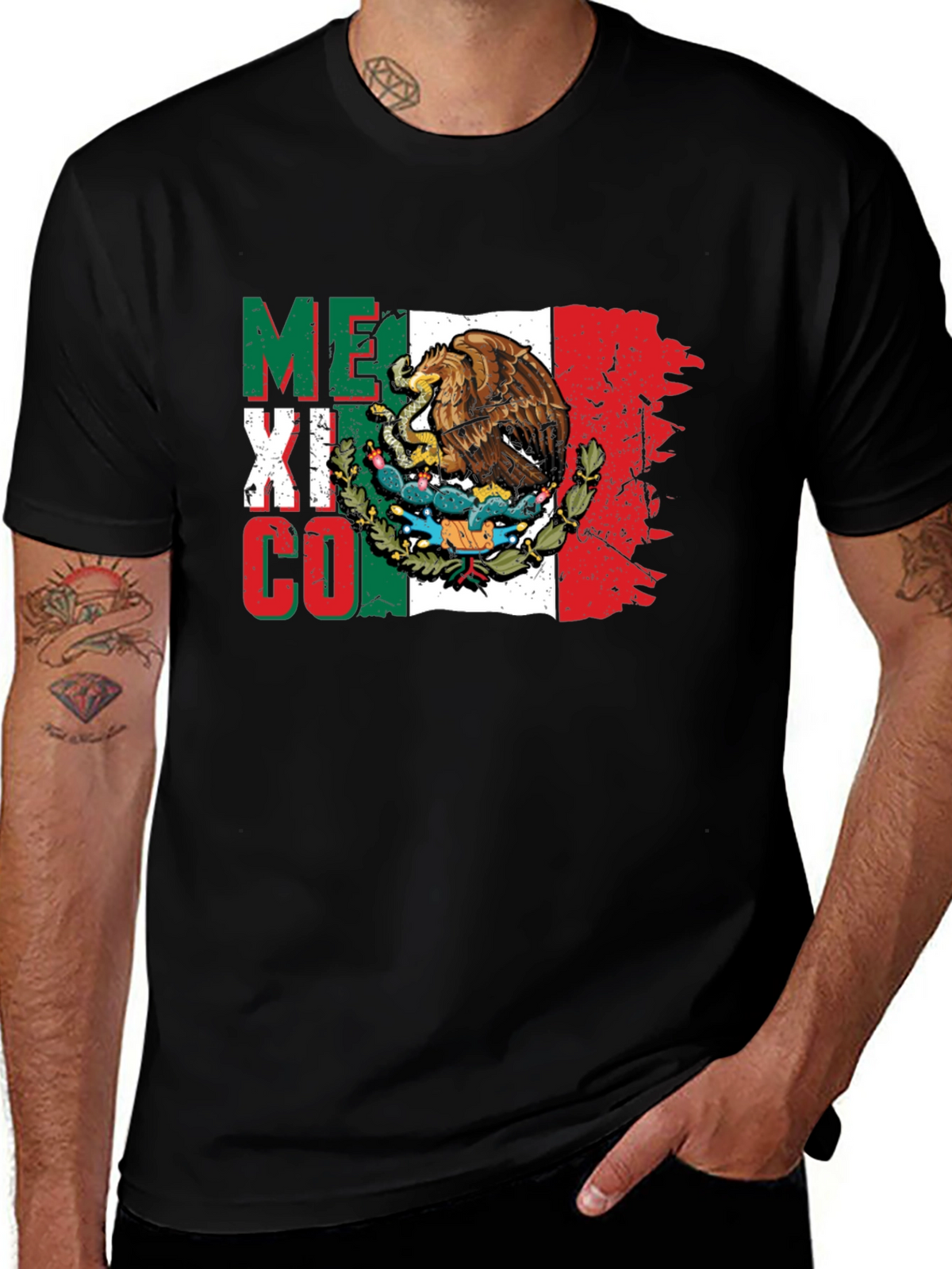 Mexico Flag Eagle T-Shirt - Black