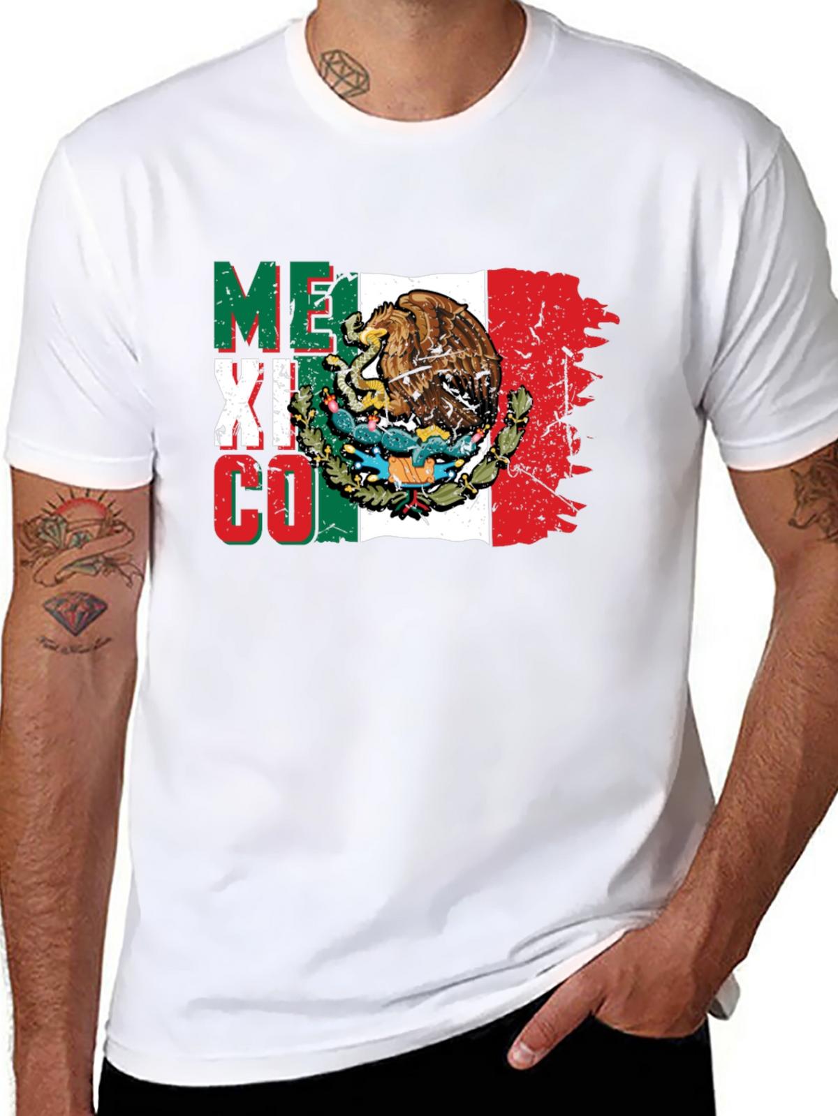 Mexico Flag Eagle T-Shirt - Black