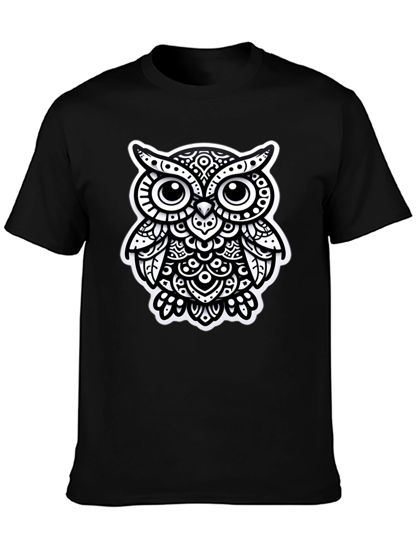 Stylish Black Owl Graphic Tee