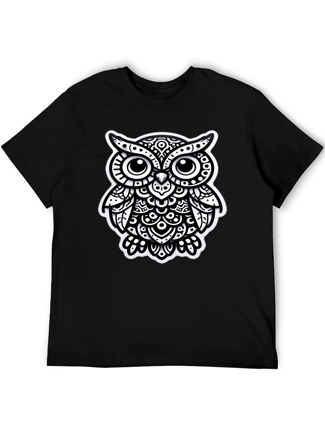 Stylish Black Owl Graphic Tee