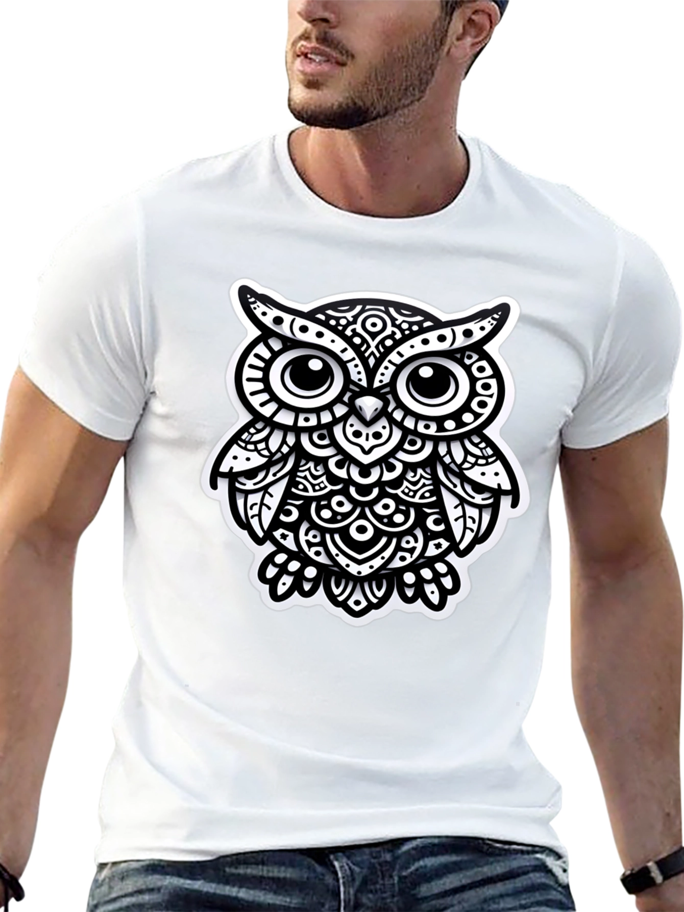 Stylish Black Owl Graphic Tee