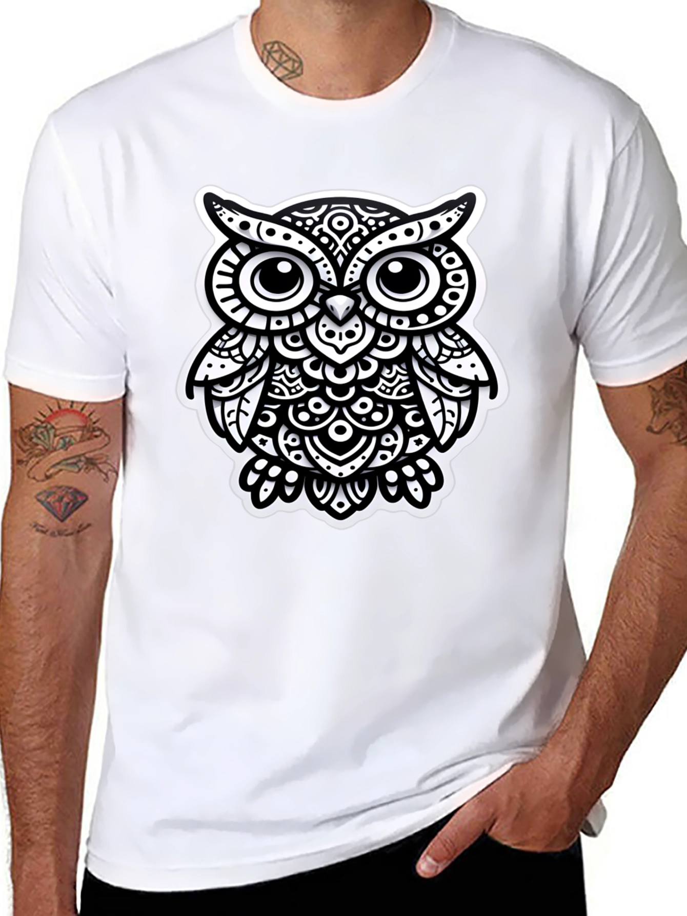 Stylish Black Owl Graphic Tee