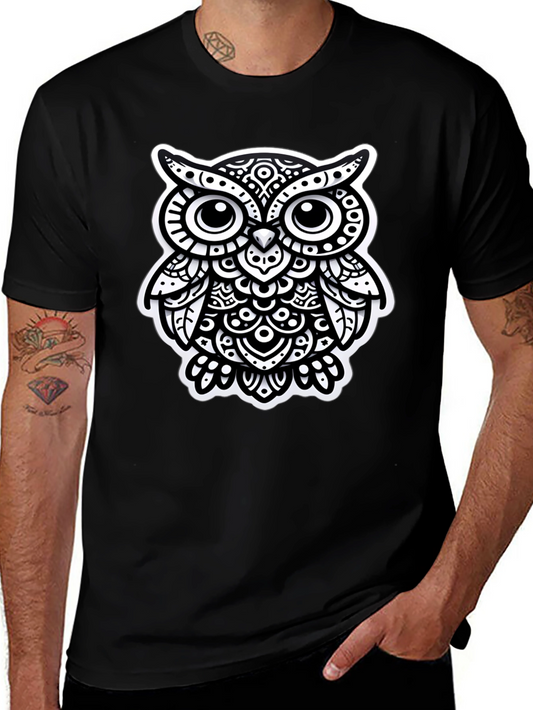 Stylish Black Owl Graphic Tee