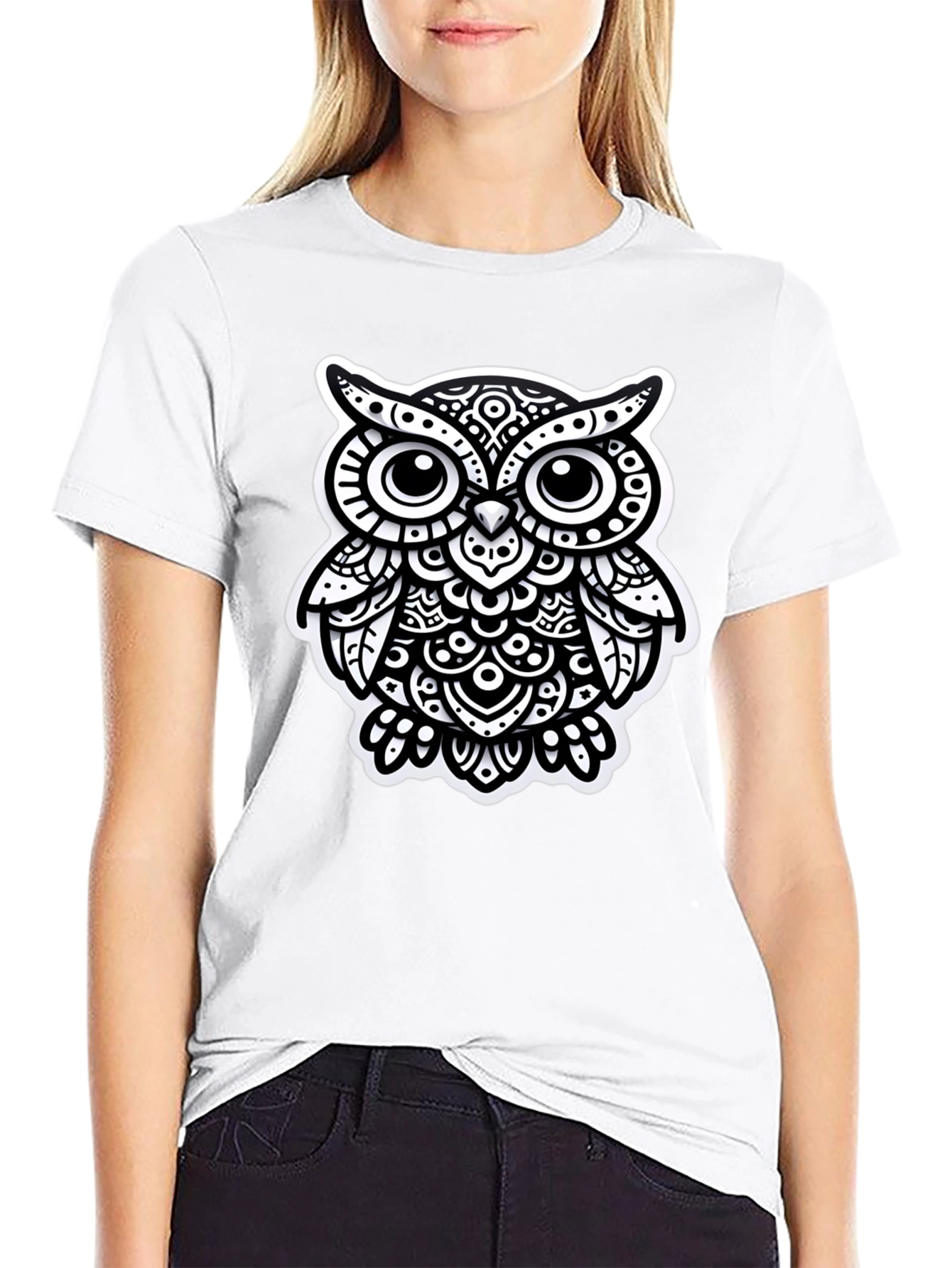 Stylish Black Owl Graphic Tee