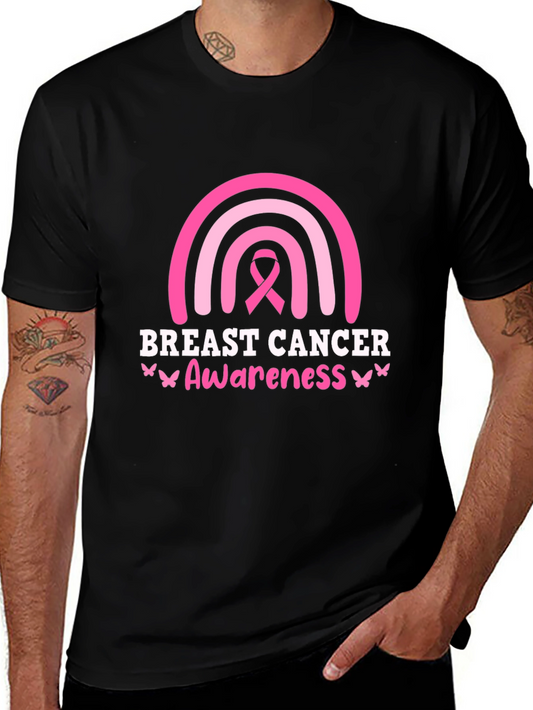 Breast Cancer Awareness Ribbon Rainbow Graphic T-Shirt