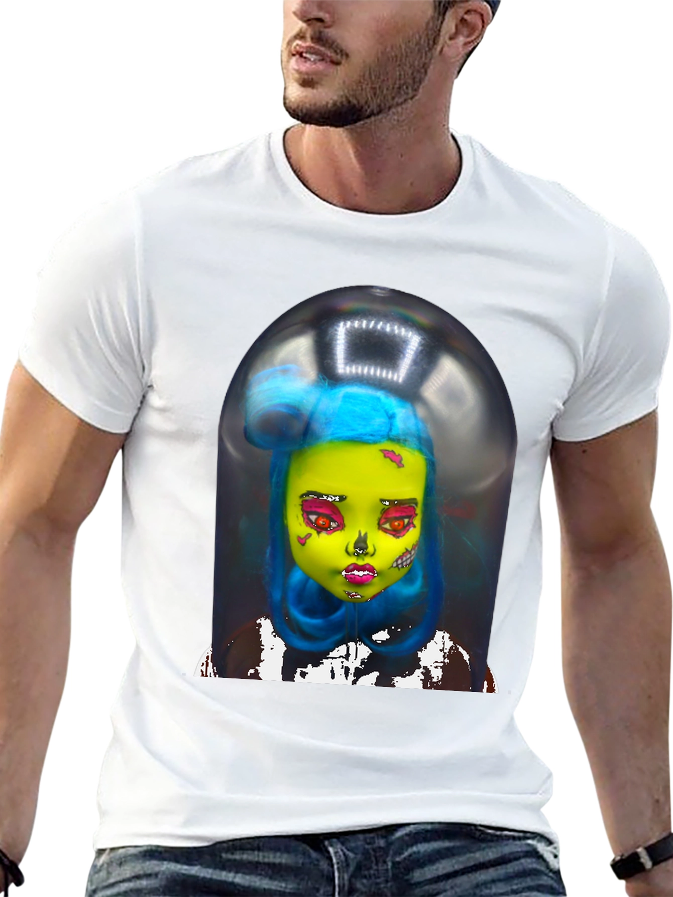 Surreal Doll Graphic Tee - Unique Art Shirt