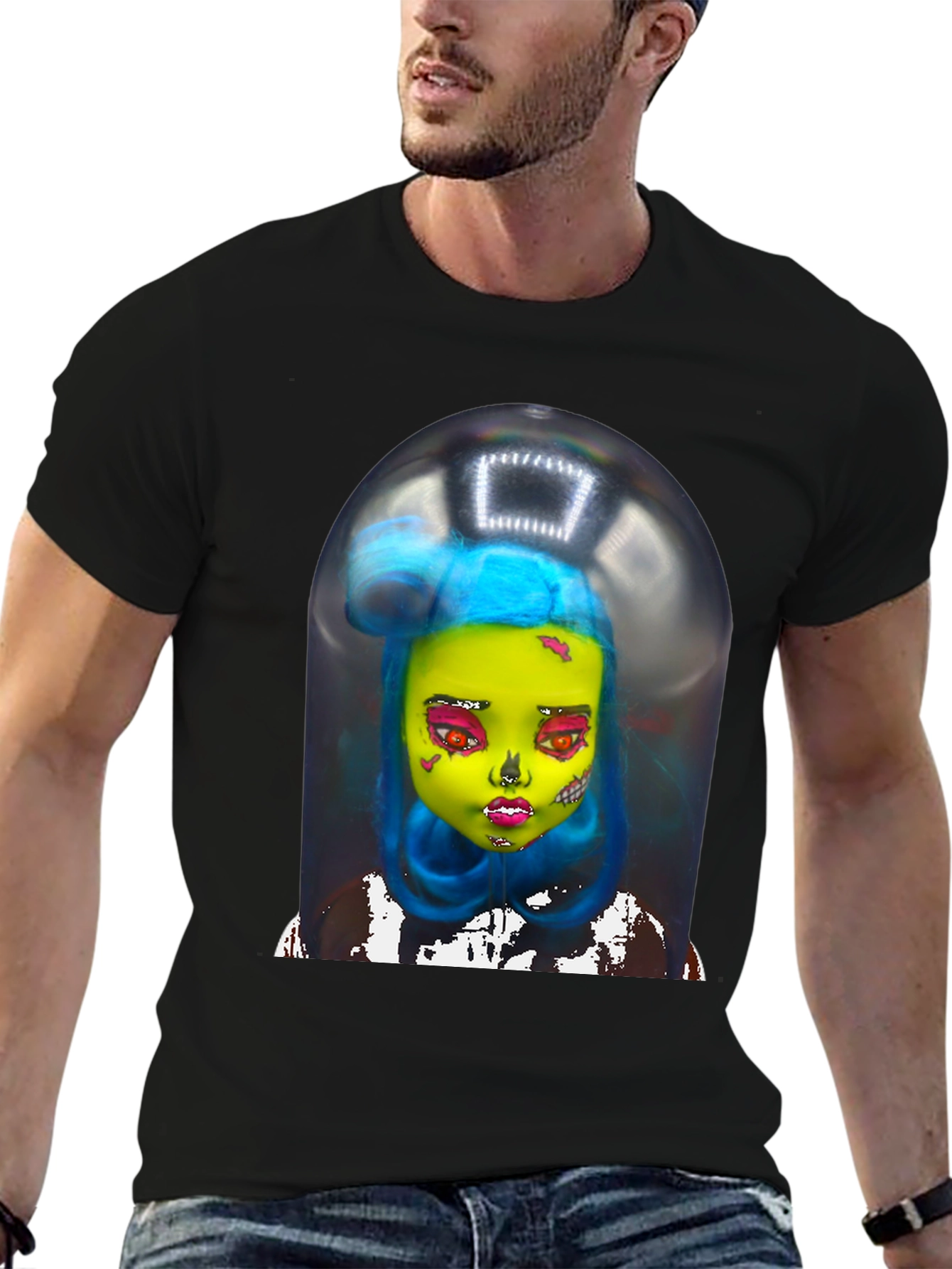 Surreal Doll Graphic Tee - Unique Art Shirt