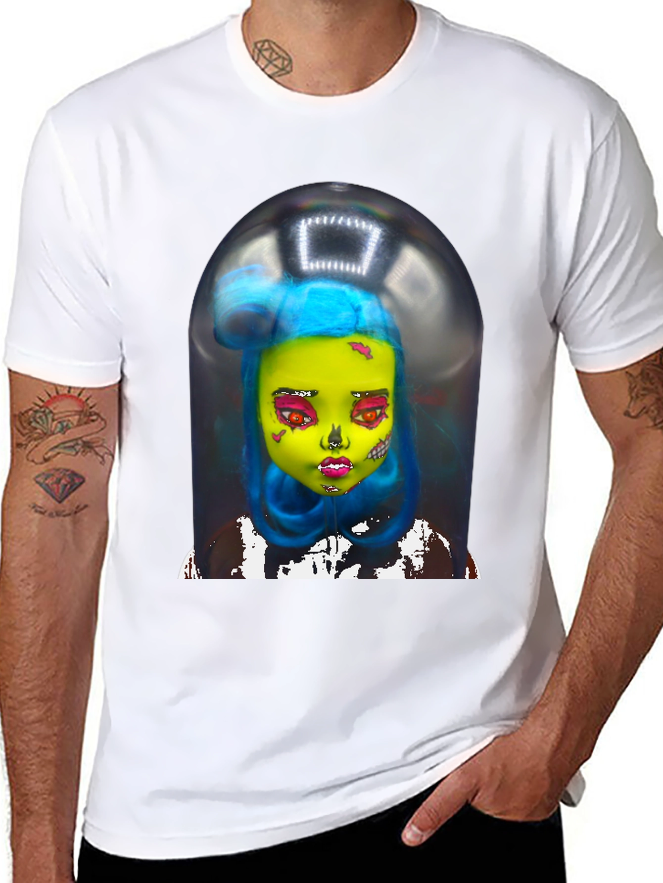 Surreal Doll Graphic Tee - Unique Art Shirt