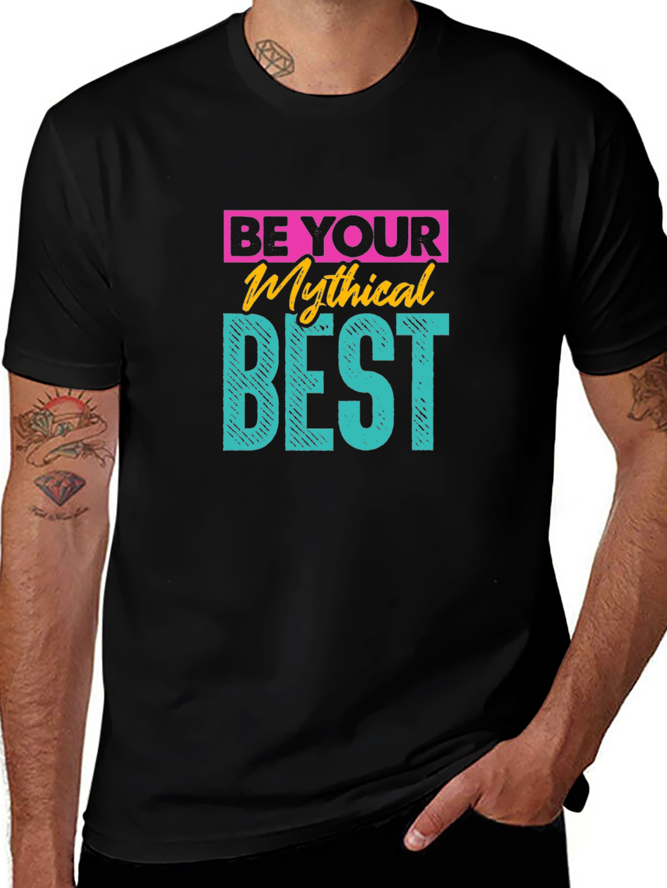Be Your Mythical Best Black Graphic T-Shirt