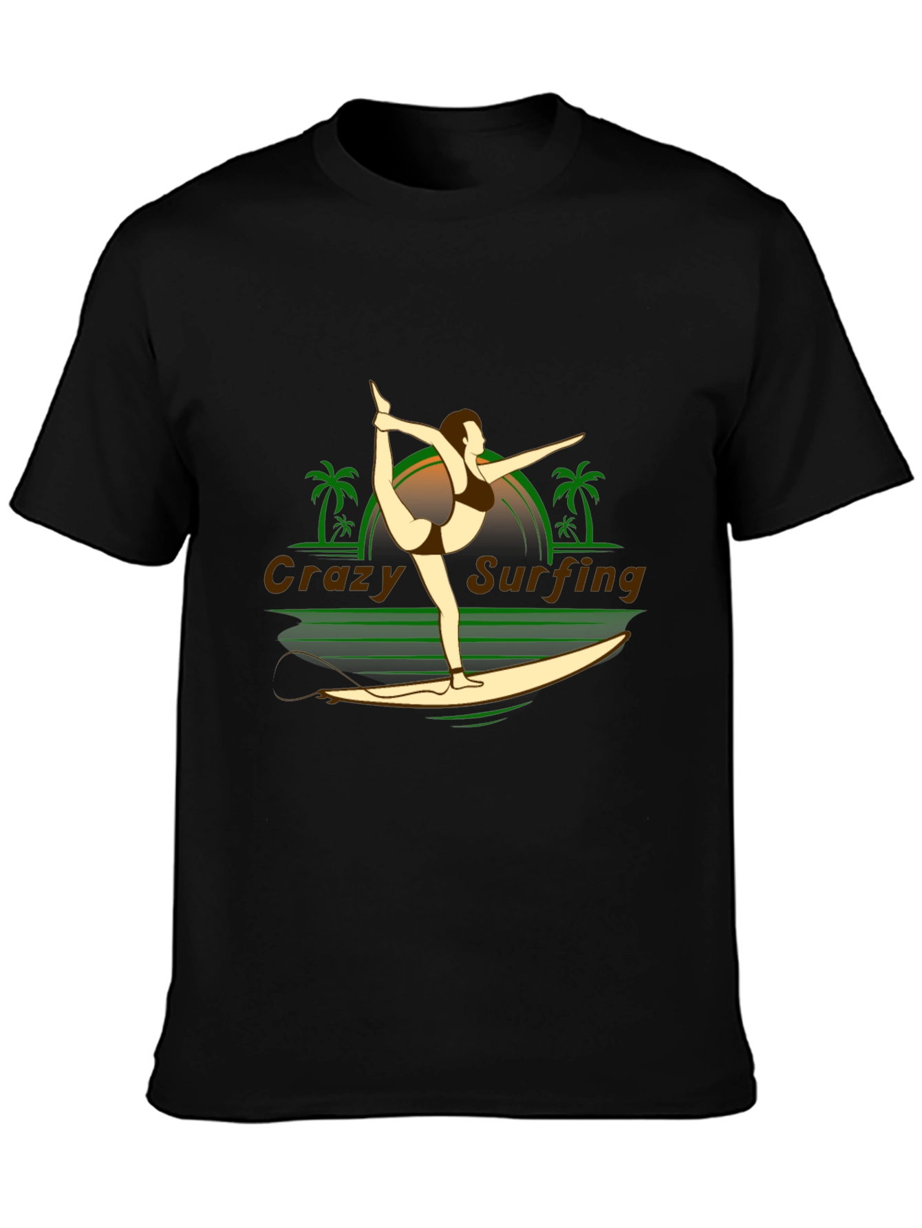 Crazy Surfing Graphic T-Shirt