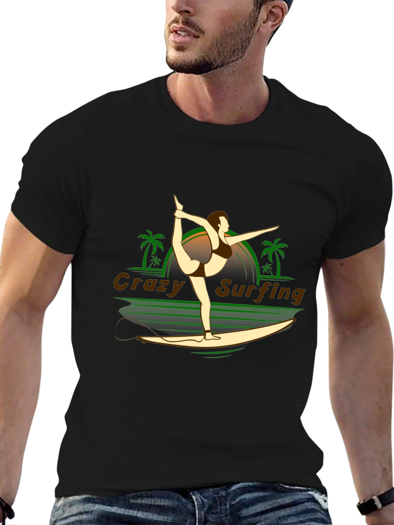 Crazy Surfing Graphic T-Shirt